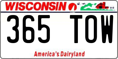 WI license plate 365TOW
