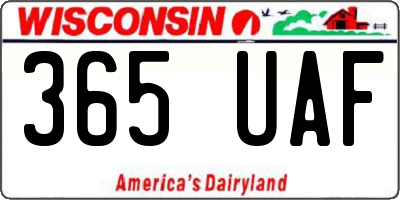 WI license plate 365UAF