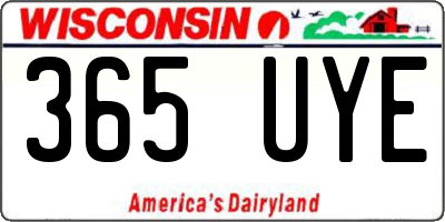 WI license plate 365UYE