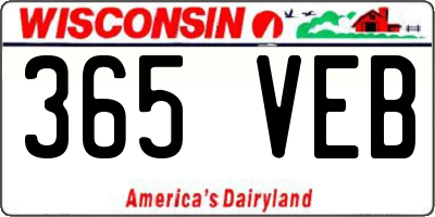 WI license plate 365VEB
