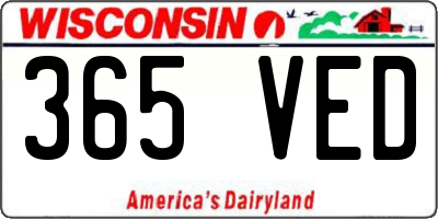 WI license plate 365VED