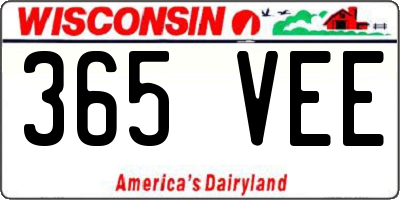 WI license plate 365VEE