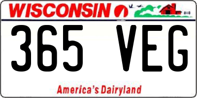 WI license plate 365VEG