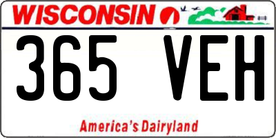 WI license plate 365VEH