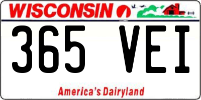 WI license plate 365VEI