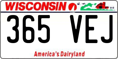 WI license plate 365VEJ