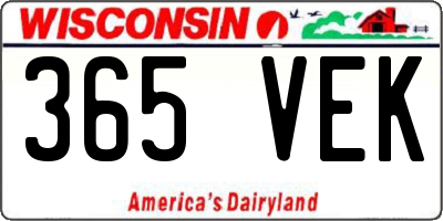 WI license plate 365VEK