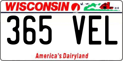 WI license plate 365VEL