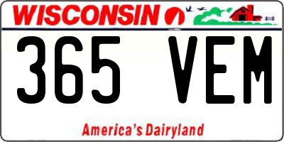 WI license plate 365VEM