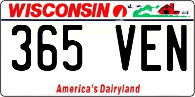 WI license plate 365VEN
