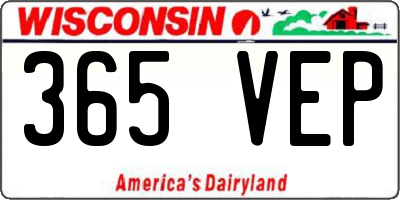 WI license plate 365VEP