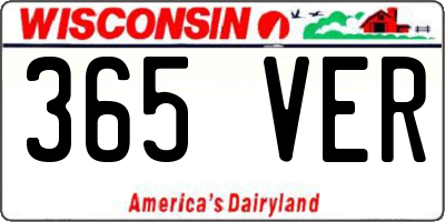 WI license plate 365VER