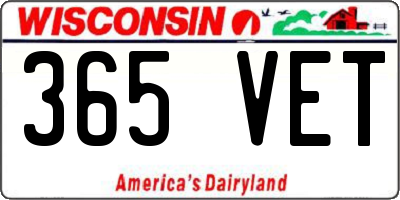 WI license plate 365VET