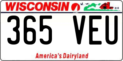 WI license plate 365VEU
