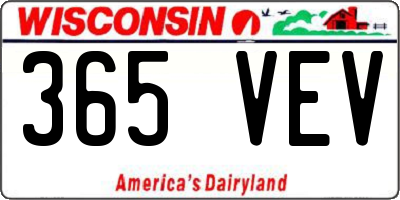 WI license plate 365VEV