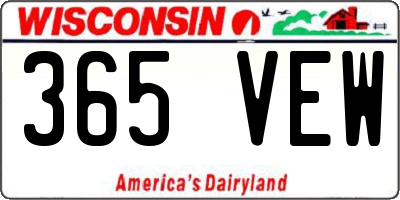 WI license plate 365VEW