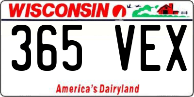WI license plate 365VEX
