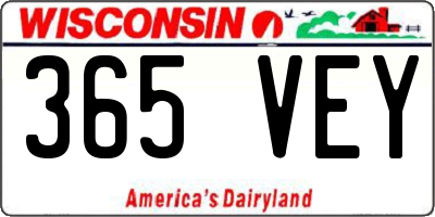 WI license plate 365VEY
