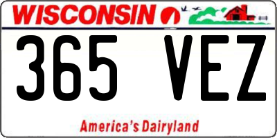 WI license plate 365VEZ