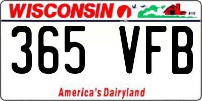 WI license plate 365VFB