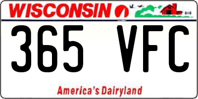 WI license plate 365VFC