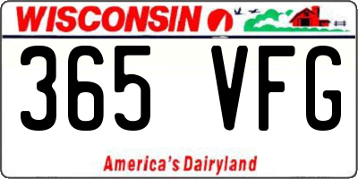 WI license plate 365VFG