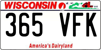 WI license plate 365VFK