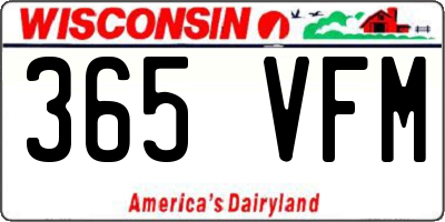 WI license plate 365VFM