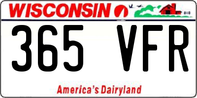 WI license plate 365VFR