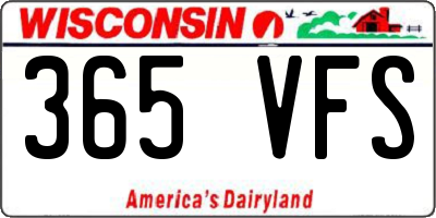 WI license plate 365VFS