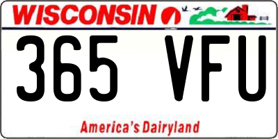 WI license plate 365VFU