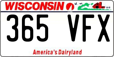 WI license plate 365VFX
