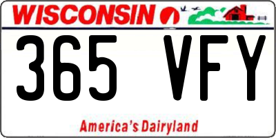 WI license plate 365VFY