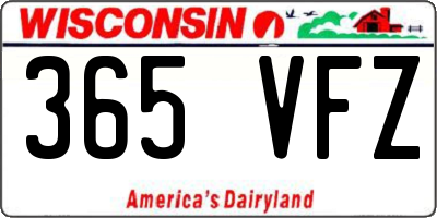 WI license plate 365VFZ