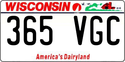 WI license plate 365VGC