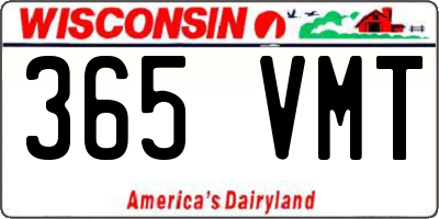 WI license plate 365VMT