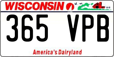 WI license plate 365VPB