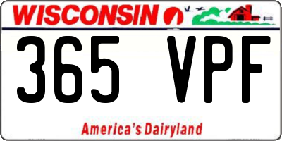 WI license plate 365VPF