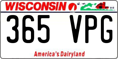 WI license plate 365VPG