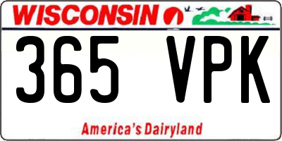WI license plate 365VPK