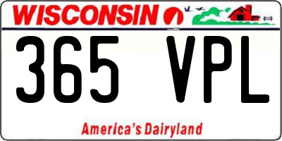 WI license plate 365VPL