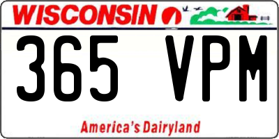 WI license plate 365VPM