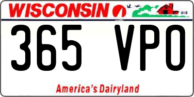 WI license plate 365VPO