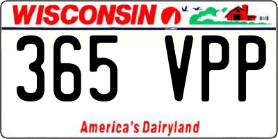 WI license plate 365VPP