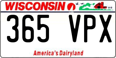 WI license plate 365VPX