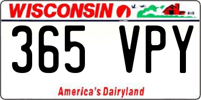 WI license plate 365VPY