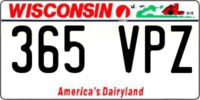 WI license plate 365VPZ