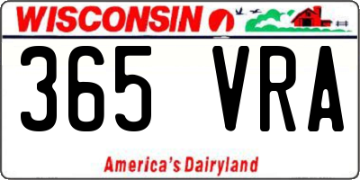 WI license plate 365VRA