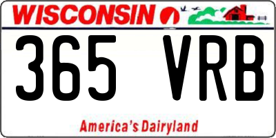 WI license plate 365VRB