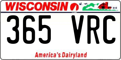 WI license plate 365VRC